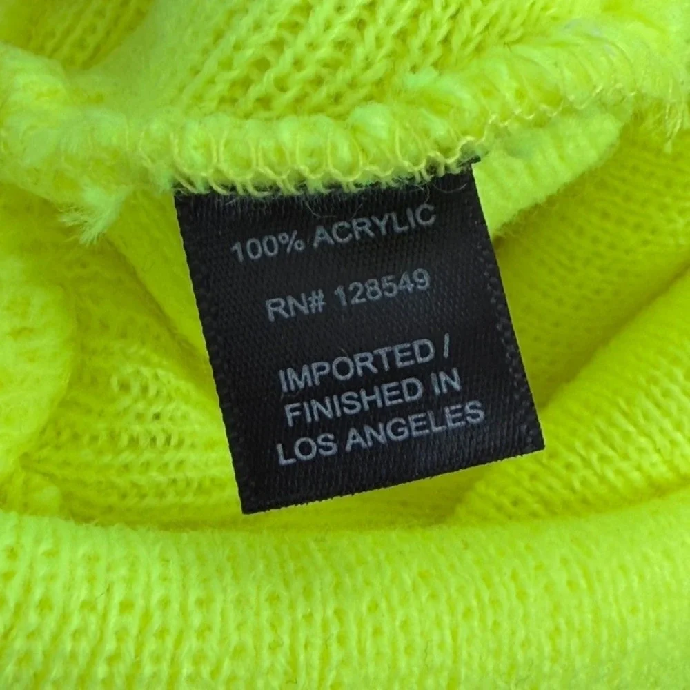 Aviator Nation Bolt Logo Full Rib Beanie Neon Yellow Unisex Made in USA